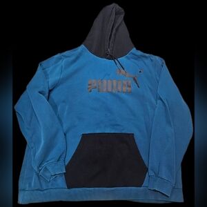 PUMA Men's Teal and Black Hoodie